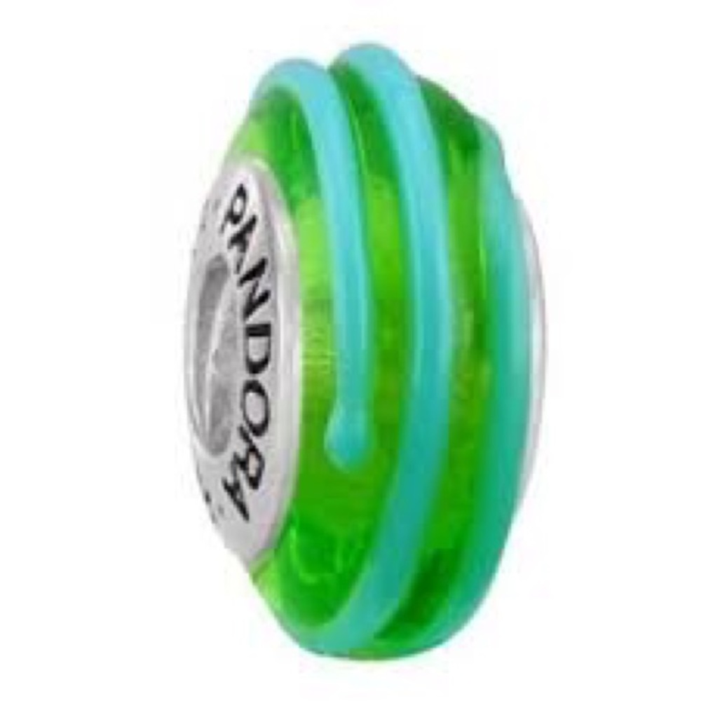 Authentic Pandora Green w/ Glass Swirl